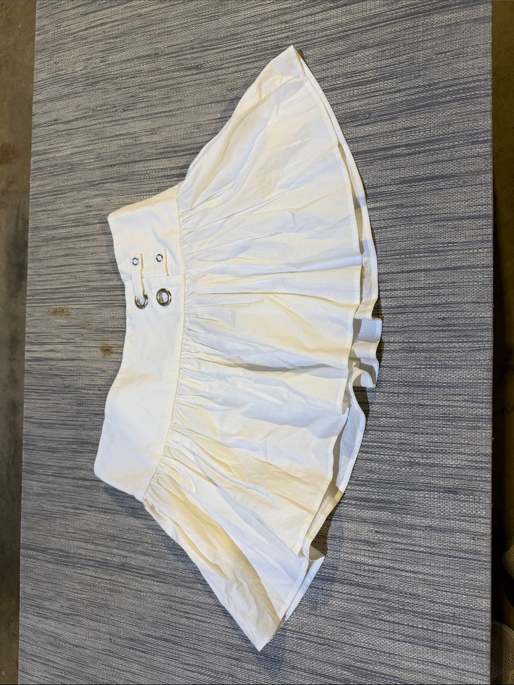 Attega White Ruffled Micro Doll Skirt with Grommet Detail